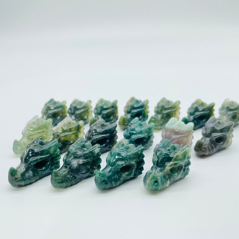 Moss Agate Mini Dragon Head Carving Wholesale -Wholesale Crystals
