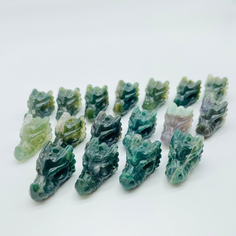 Moss Agate Mini Dragon Head Carving Wholesale -Wholesale Crystals