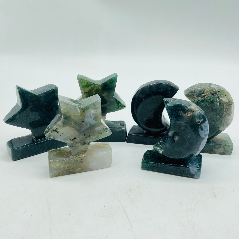 Moss Agate Stand Star&Moon Wholesale -Wholesale Crystals