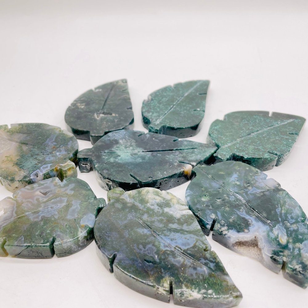 Moss Agate Tree Leaf Carving Wholesale -Wholesale Crystals
