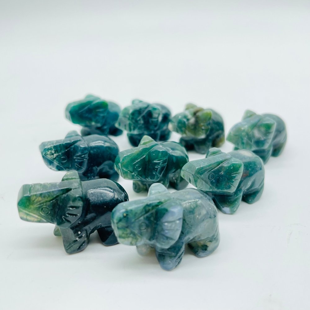 Moss Agate&Hematite Mini Elephant Carving Wholesale -Wholesale Crystals