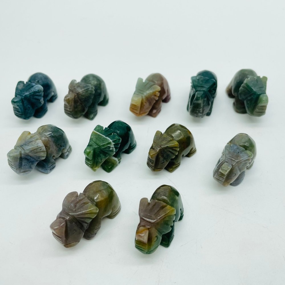 Moss Jade Elephant Carving Animal Wholesale -Wholesale Crystals