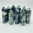 Natural Green Sea Ocean Jasper Tower Points Wholesale - Wholesale Crystals