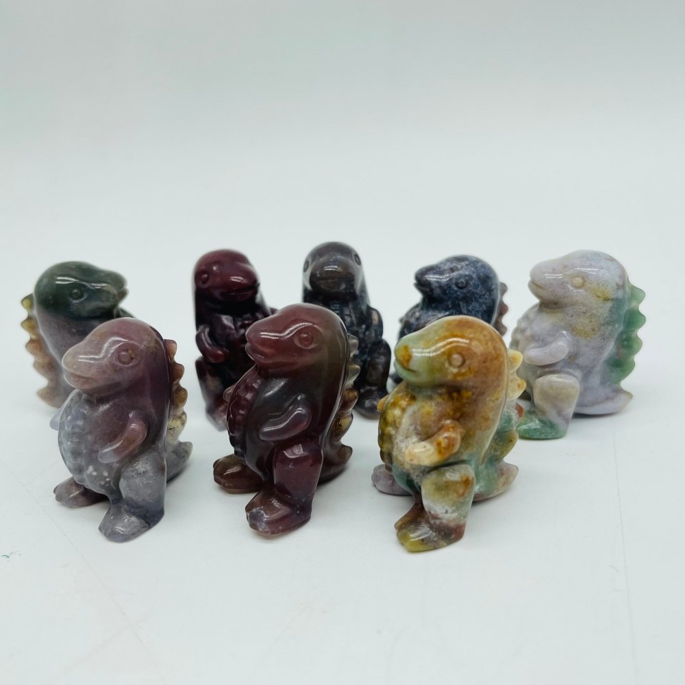 Ocean Jasper & Moss Agate Dinosaur Tyrannosaurus Rex Carving Wholesale -Wholesale Crystals