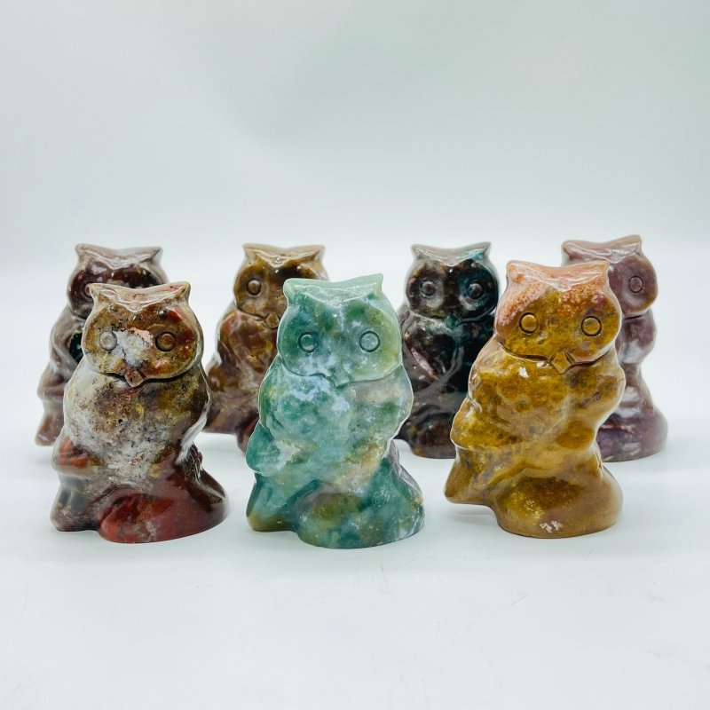Ocean Jasper Owl Carving Wholesale -Wholesale Crystals