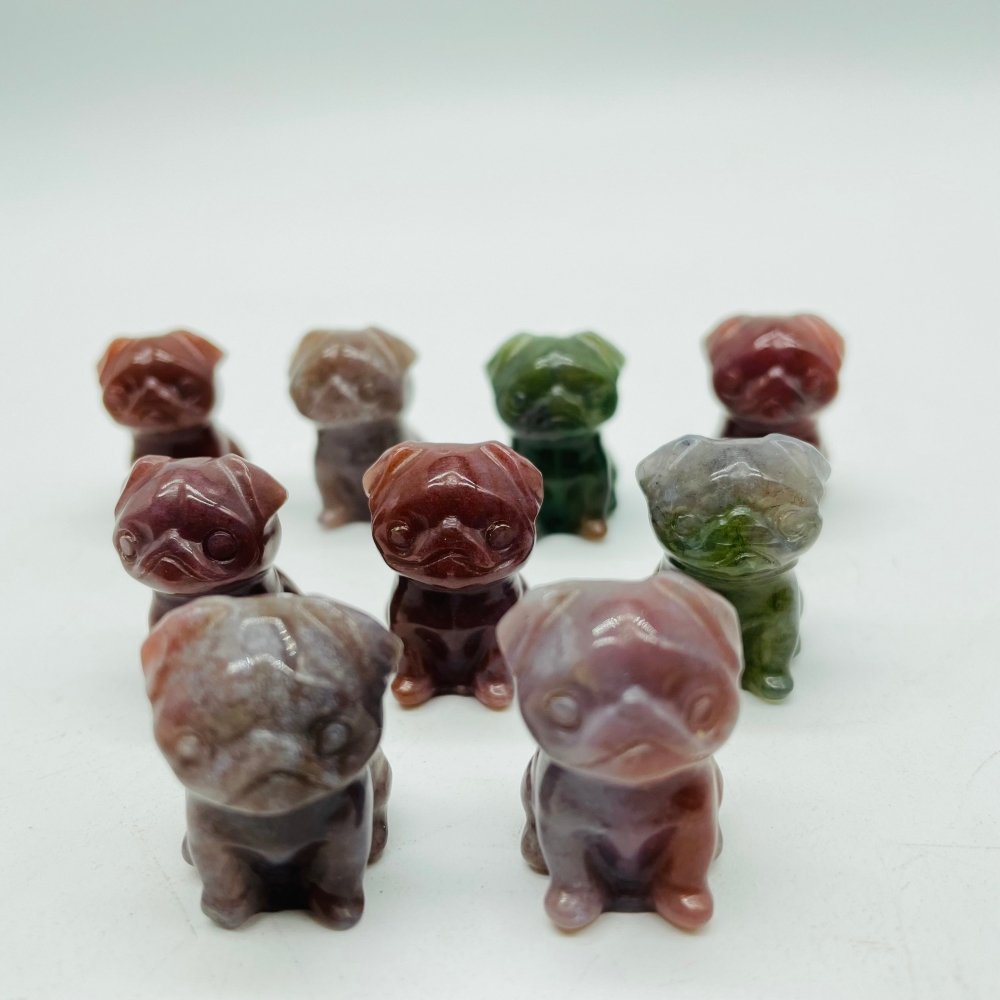 Ocean Jasper Pug Dog Carving Wholesale -Wholesale Crystals