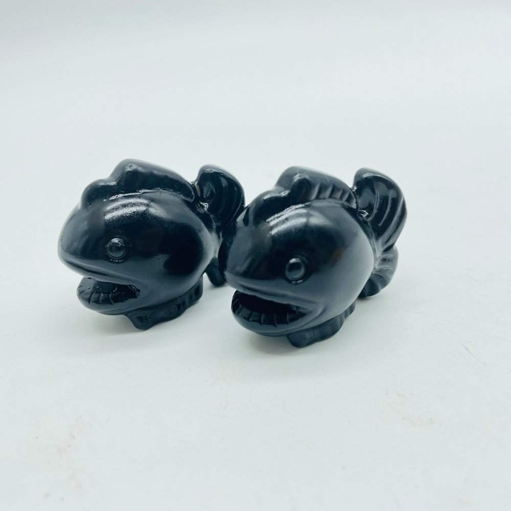 Piranha Carving Wholesale Obsidian & Yellow Calcite -Wholesale Crystals