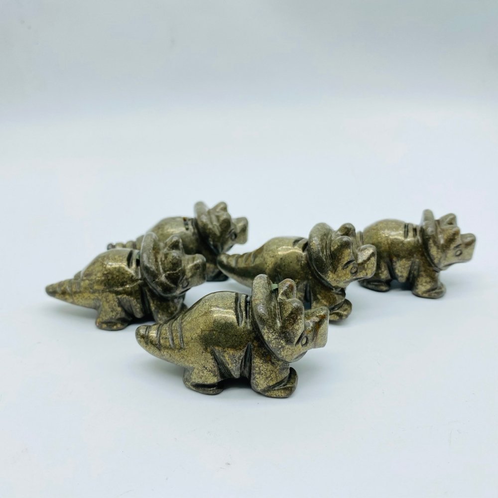Pyrite Three Horns Dinosaur Carving Wholesale -Wholesale Crystals