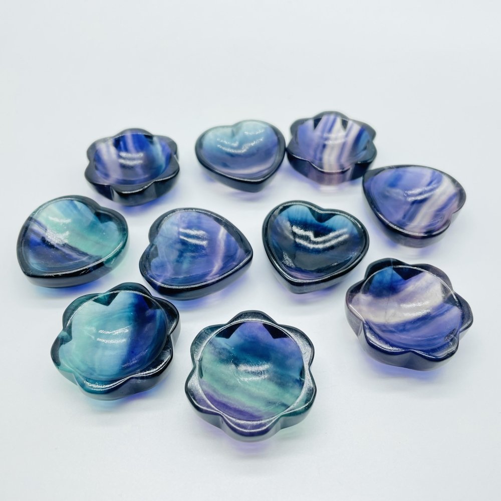 Rainbow Fluorite Heart Flower Small Bowl Wholesale -Wholesale Crystals