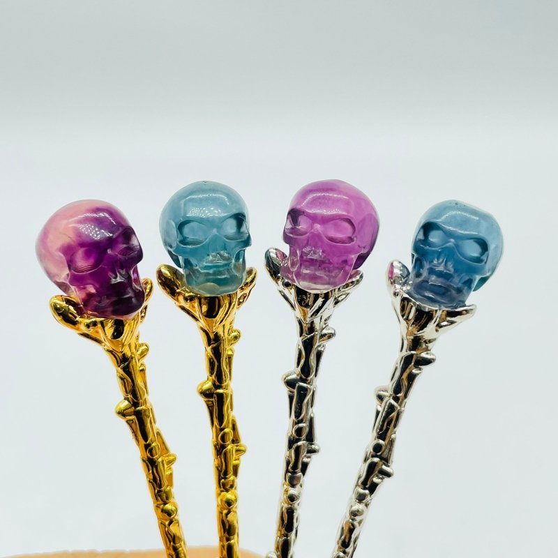Rainbow Fluorite Skull Coffee Spoon Carving Wholesale -Wholesale Crystals