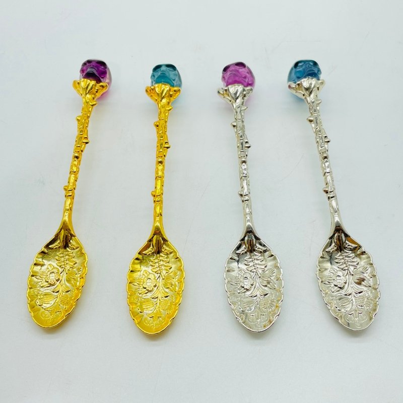 Rainbow Fluorite Skull Coffee Spoon Carving Wholesale -Wholesale Crystals