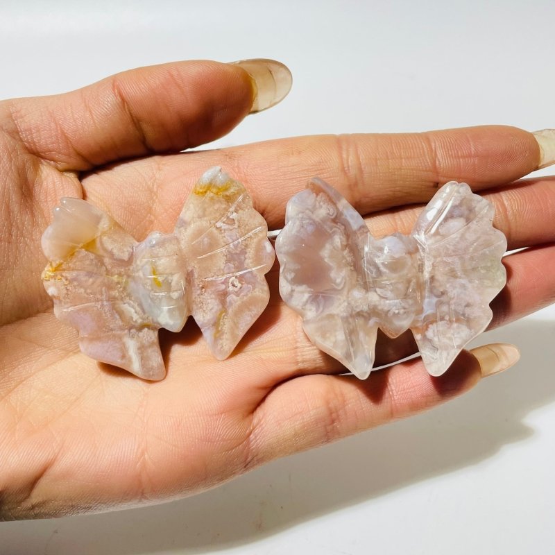 Sakura Flower Agate Butterfly Carving Wholesale -Wholesale Crystals