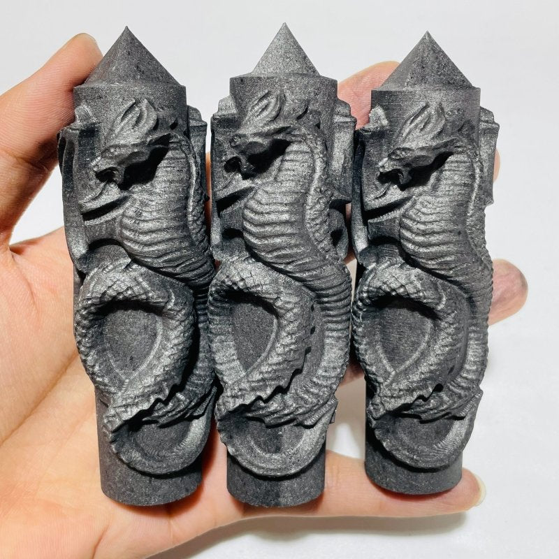 Shungite Tower With Dragon Carving Wholesale -Wholesale Crystals