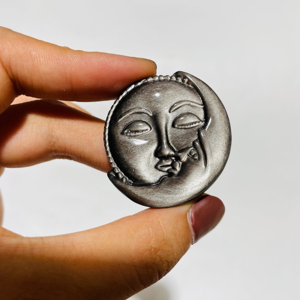 Silver Sheen Obsidian Sun&Moon Carving Wholesale -Wholesale Crystals