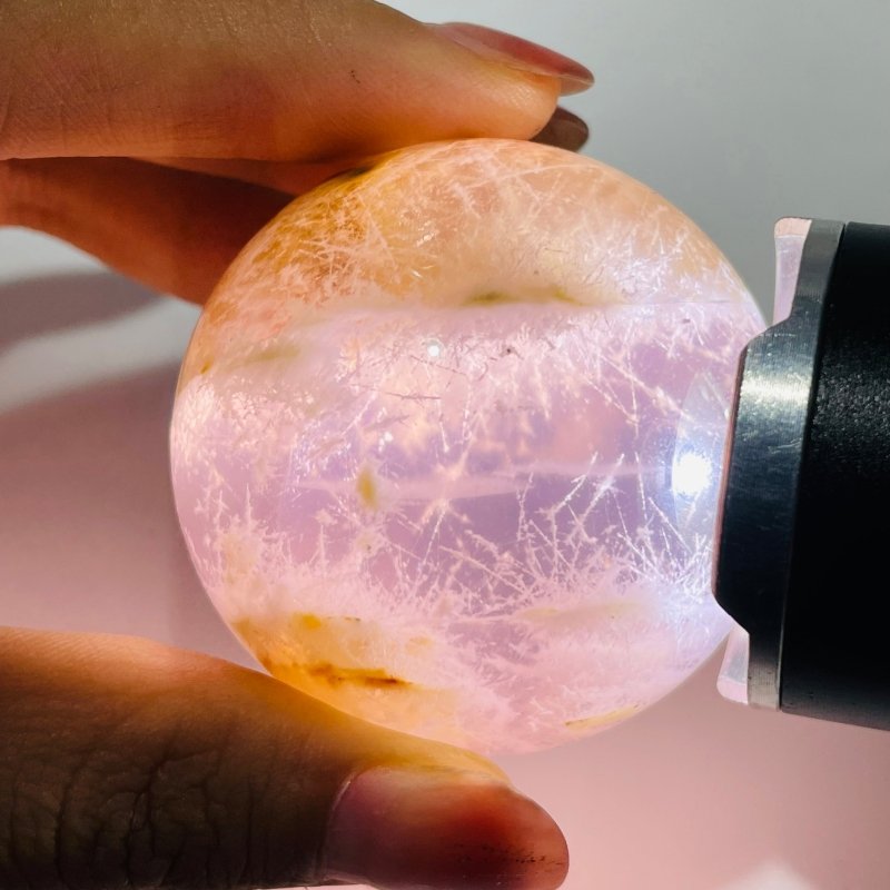 Six Star Line Rose Quartz Rabbit Hair Rutile Sphere -Wholesale Crystals