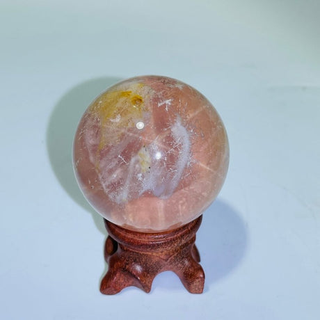 Six Star Line Rose Quartz Rabbit Hair Rutile Sphere -Wholesale Crystals