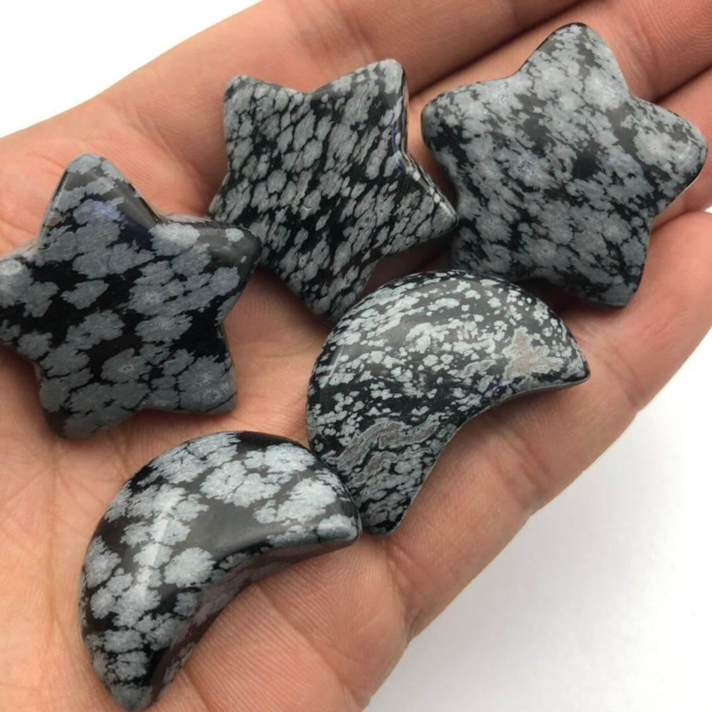 Snowflake Obsidian Shaped Stars&Moon Crystal Healing Stone -Wholesale Crystals