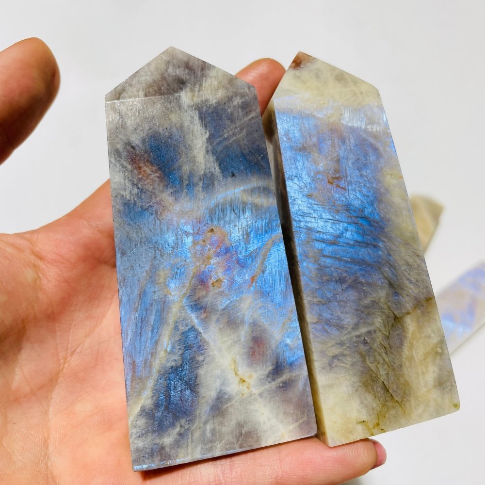 Sunstone and Moonstone Symbiotic Four-Sided Tower Point Wholesale -Wholesale Crystals