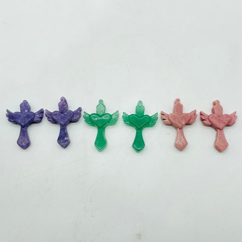 Sword With Wings Heart Shaped Stone Carving Wholesale Aventurine Lepidolite -Wholesale Crystals