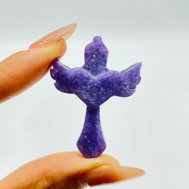 Sword With Wings Heart Shaped Stone Carving Wholesale Aventurine Lepidolite -Wholesale Crystals