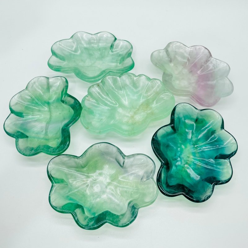 Transparent Fluorite Flower Beautiful Shallow Bowl Wholesale -Wholesale Crystals