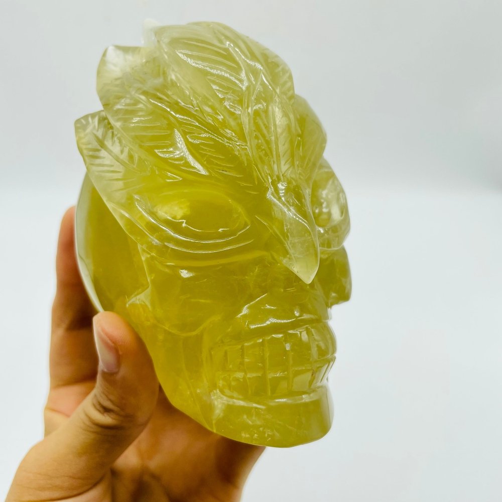 Unique Citrine Feather Mask Skull Carving -Wholesale Crystals