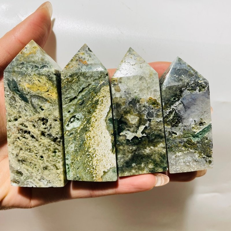 Vein Green Ocean Jasper Four - Sided Tower Points Wholesale - Wholesale Crystals
