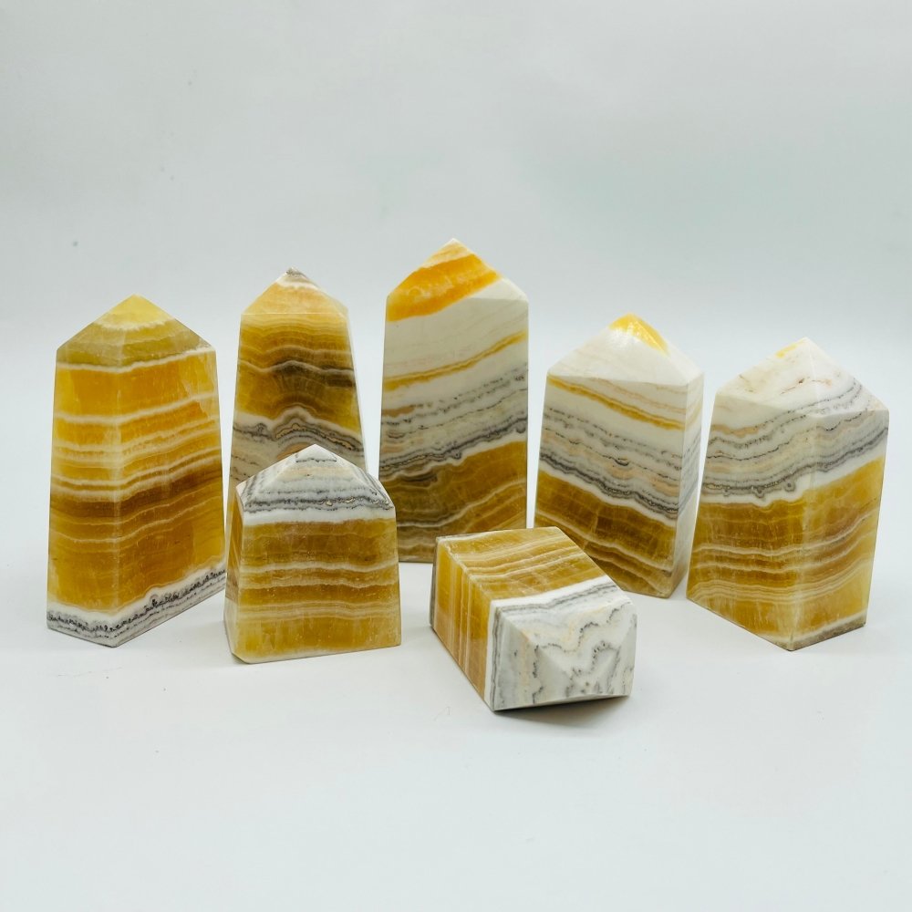 White & Yellow Calcite Four-Sided Tower Point Wholesale -Wholesale Crystals