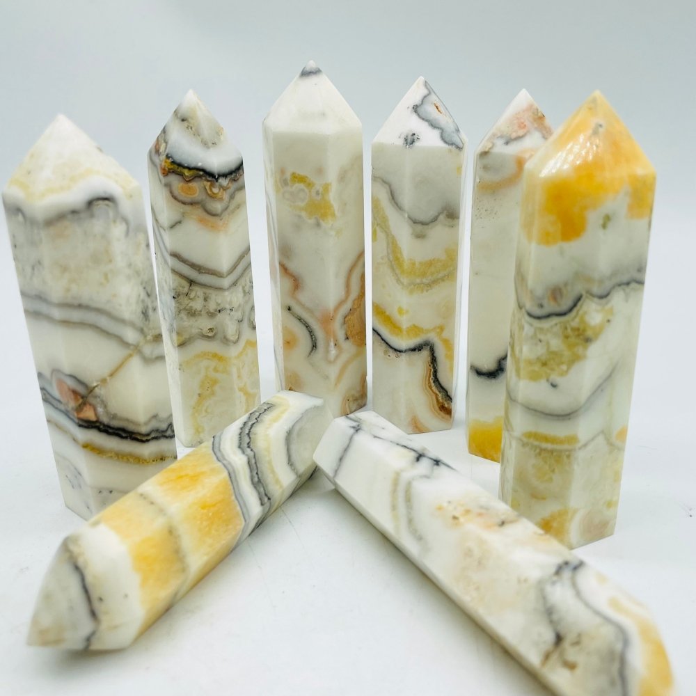 White & Yellow Calcite Tower Point Wholesale -Wholesale Crystals
