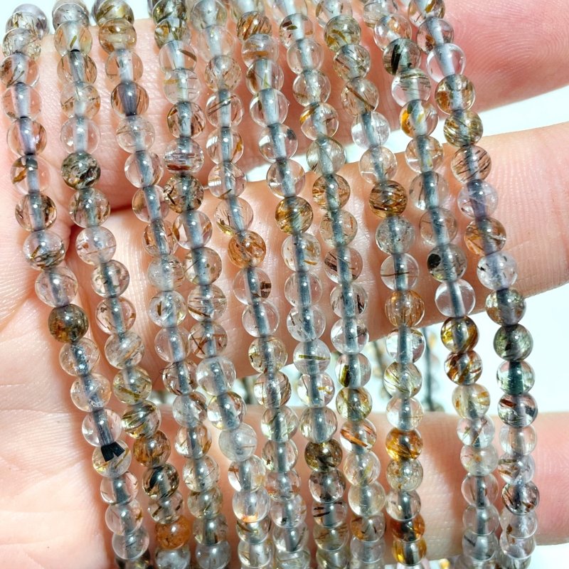 0.16in(4mm) Black/Red/Gold Rutile Bracelet Wholesale - Wholesale Crystals