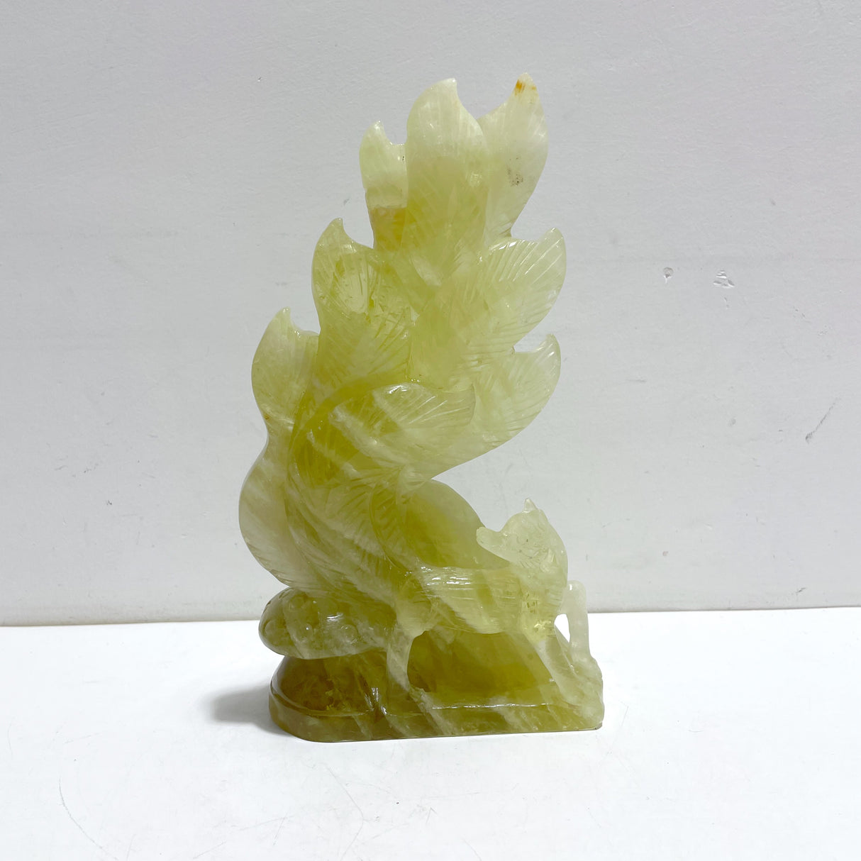 Unique Citrine Nine-tailed Fox Carving