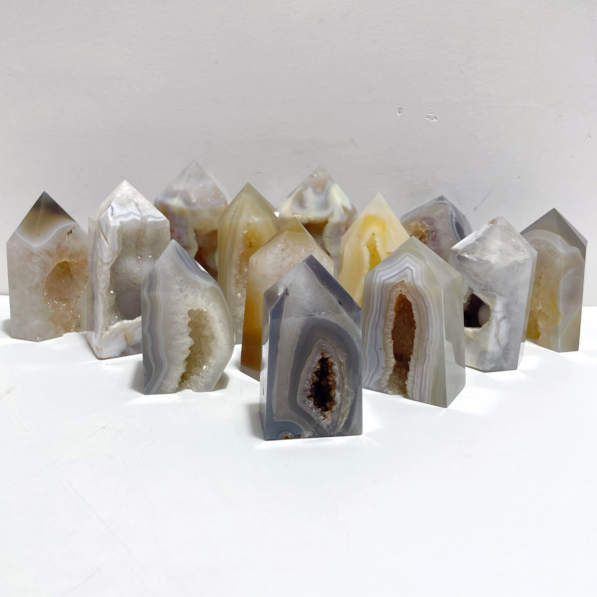 13 Pieces Geode Druzy Agate Four-sided Tower Point