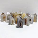 13 Pieces Geode Druzy Agate Four-sided Tower Point