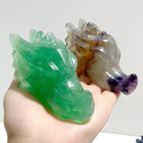 13 Pieces Rainbow Fluorite Dragon Head Carving