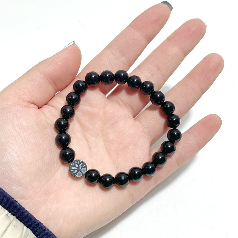 0.31in Obsidian Mixed Hematite Tree of Life Bracelet Wholesale - Wholesale Crystals