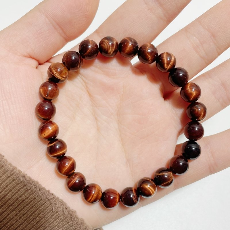 0.31in(8mm) Red Tiger Eye Bracelet Wholesale - Wholesale Crystals