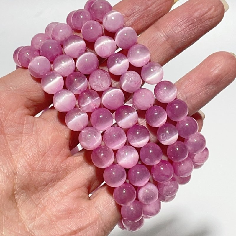 0.35in(9mm) Pink Aura Selenite Bracelet Wholesale -Wholesale Crystals