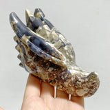 11 Pieces Volcanic Agate Dragon Head Carving Closeout(UV-Reactive)