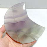 5 Pieces Large Fluorite Moon Carving With Stand