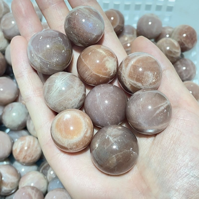 0.8 - 1.1in Beautiful Spark Sunstone Spheres Wholesale - Wholesale Crystals