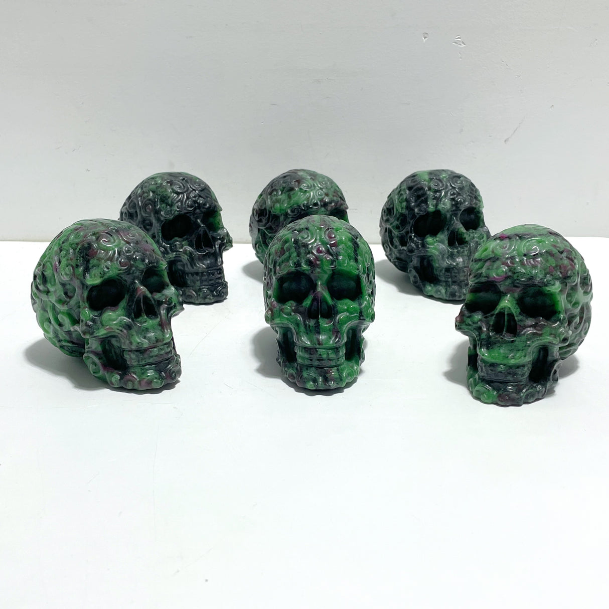 6 Pieces Ruby Zoisite Skull Carving