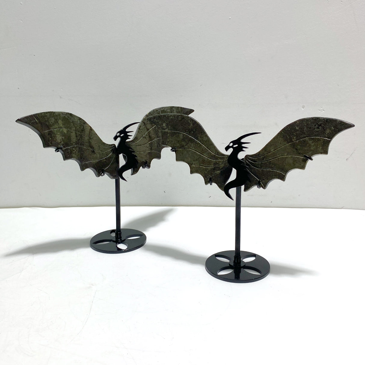 4 Pairs Pyrite Flying Dragon Wing Carving With Stand