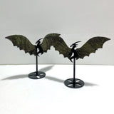 4 Pairs Pyrite Flying Dragon Wing Carving With Stand