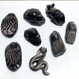 8 Pieces Silver Sheen Obsidian Animals Carving