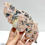 Unique Morocco Agate Butterfly Wing Carving With Stand