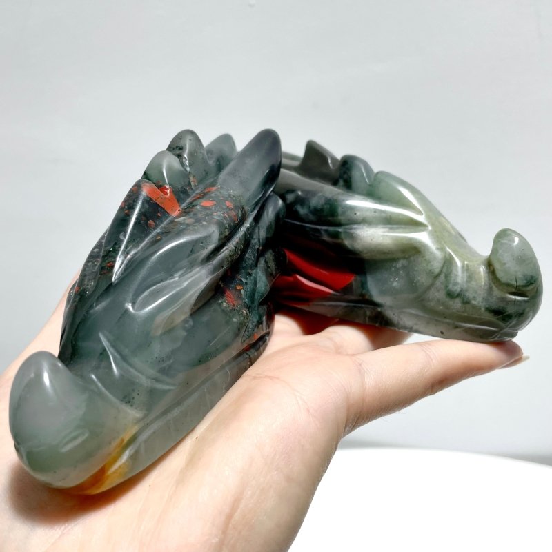 10 Pieces Africa Blood Stone Dragon Head Carving - Wholesale Crystals