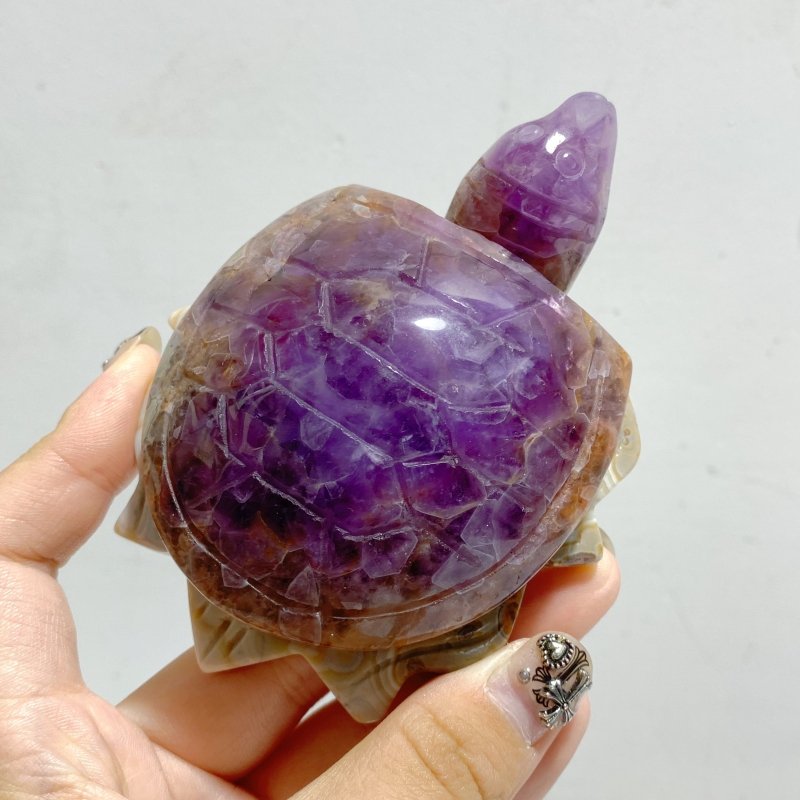 10 Pieces Amethyst Mixed Agate Turtle Carving -Wholesale Crystals