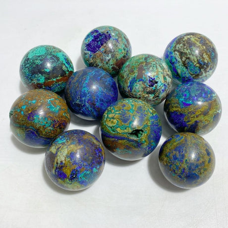 10 Pieces Azurite Mixed Malachite Spheres 3 -Wholesale Crystals