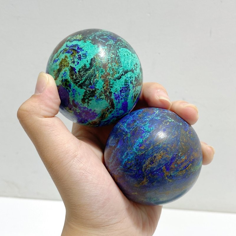 10 Pieces Azurite Mixed Malachite Spheres 3 -Wholesale Crystals