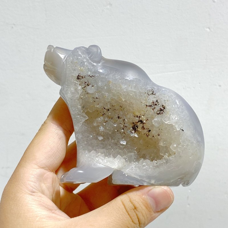 10 Pieces Beautiful Geode Druzy Agate Bear Carving - Wholesale Crystals